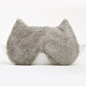 Gray Plush Cat Sleep Mask, Fluffy Eye Mask