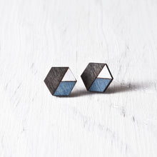 Load image into Gallery viewer, Honeycomb Studs Black Blue White - JuliaWine