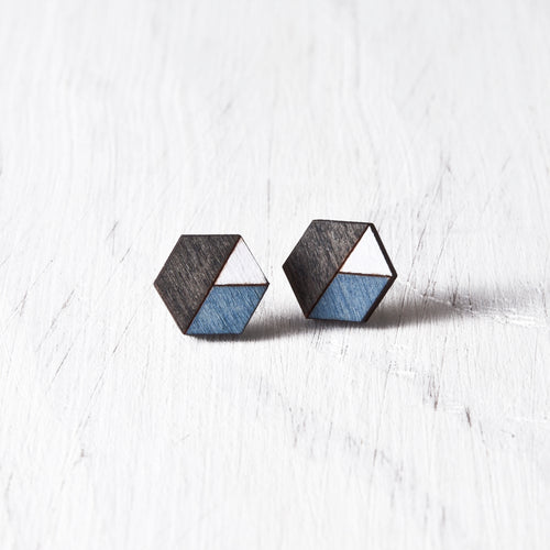 Honeycomb Studs Black Blue White - JuliaWine