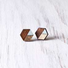 Load image into Gallery viewer, Honeycomb Studs Brown Gold Blue - JuliaWine