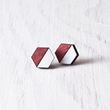 Load image into Gallery viewer, Hexagon Stud Earrings Red White - JuliaWine