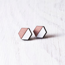 Load image into Gallery viewer, Hexagon Stud Earrings Pink White - JuliaWine