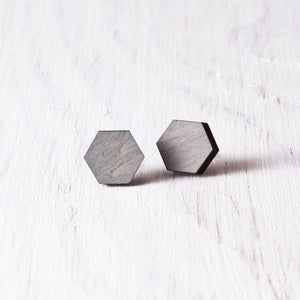 Hexagon Stud Earrings Gray - JuliaWine
