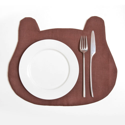 Brown Linen Bear Placemat, Housewarming Gifts