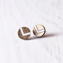 Load image into Gallery viewer, White Gold Wooden Circle Studs - JuliaWine