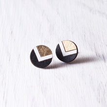 Load image into Gallery viewer, Circle Studs Black White Gold - JuliaWine