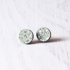 Circle Sparkle Stud Earrings Mint - JuliaWine