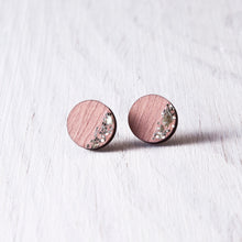 Load image into Gallery viewer, Circle Sparkle Stud Earrings Pink - JuliaWine