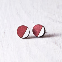 Load image into Gallery viewer, Circle Stud Earrings Red White - JuliaWine