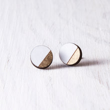 Load image into Gallery viewer, Wooden White Gold Round Studs