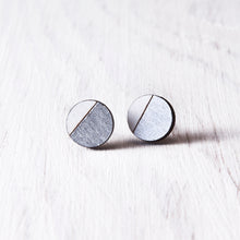 Load image into Gallery viewer, Circle Stud Earrings Silver White - JuliaWine