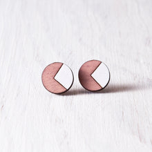 Load image into Gallery viewer, Circle Stud Earrings Pink White - JuliaWine