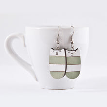 Load image into Gallery viewer, Dangle Cat Earrings Mint White Striped