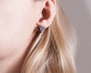 Black Triangle Stud Earrings, Wooden Mountain Studs, Gothic Earrings - JuliaWine