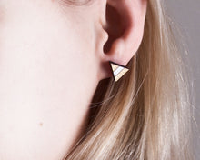 Load image into Gallery viewer, Mountain Gold White Stud Earrings - JuliaWine