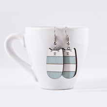 Load image into Gallery viewer, Dangle Cat Earrings Blue White - wishMeow