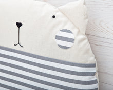 Load image into Gallery viewer, Striped Cat Pillow, Gray Children&#39;s Room Decor, Floor Round Cushion - wishMeow