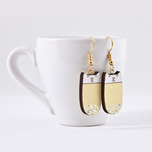 Load image into Gallery viewer, Cat Dangle Earrings Sparkle Yellow - wishMeow
