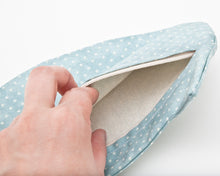 Load image into Gallery viewer, Blue Cat Cosmetic Bag Polka Dots - wishMeow 