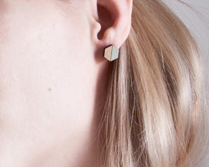 Hexagon Stud Earrings Gold Mint - JuliaWine