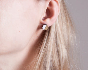 Hexagon Stud Earrings Gold White - JuliaWine