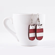 Load image into Gallery viewer, Dangle Cat Earrings Red White - wishMeow
