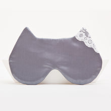 Load image into Gallery viewer, Gray Satin Cat Sleep Mask with Lace - JuliaWine
