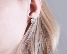 Load image into Gallery viewer, Honeycomb Studs Gold Mint White - JuliaWine