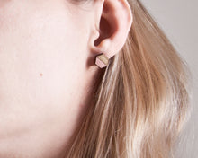 Load image into Gallery viewer, Hexagon Stud Earrings Gold Pink - JuliaWine