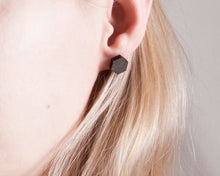 Load image into Gallery viewer, Hexagon Stud Earrings Black - JuliaWine