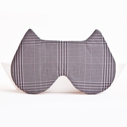 Gray Cat Sleep Mask, Checkered Eye Mask
