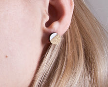 Load image into Gallery viewer, Wooden Gold White Round Studs - JuliaWine