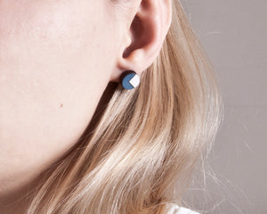 Circle Stud Earrings Blue White - JuliaWine