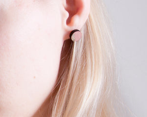 Circle Sparkle Stud Earrings Pink - JuliaWine