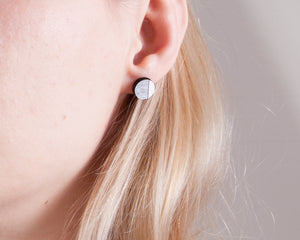 Circle Stud Earrings Silver White - JuliaWine