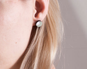 Circle Stud Earrings Mint White - JuliaWine