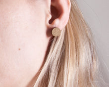 Load image into Gallery viewer, Wooden Gold Circle Studs - JuliaWine