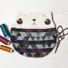 Load image into Gallery viewer, Geometric Cat Cosmetics Bag, Tapestry Makeup Bag - wishMeow