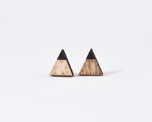 Load image into Gallery viewer, Triangle Gold Black Stud Earrings - JuliaWine